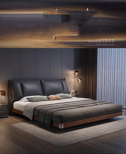 <span class=keywords><strong>Letto</strong></span> in Pelle Minimalista Stile Italiano 1.8m, <span class=keywords><strong>Letto</strong></span> <span class=keywords><strong>Matrimoniale</strong></span> 1.5m per Camera da <span class=keywords><strong>Letto</strong></span> Principale, Design Moderno in Pelle Morbida con Bordi Colorati - Product Image 2