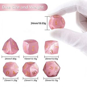 Conjunto de Dados de Pedra Preciosa Olho de Gato Rosa 7PCS - Feito à Mão, Gravado, Multifacetado, para Jogos de Tabuleiro D&D - Product Image 3
