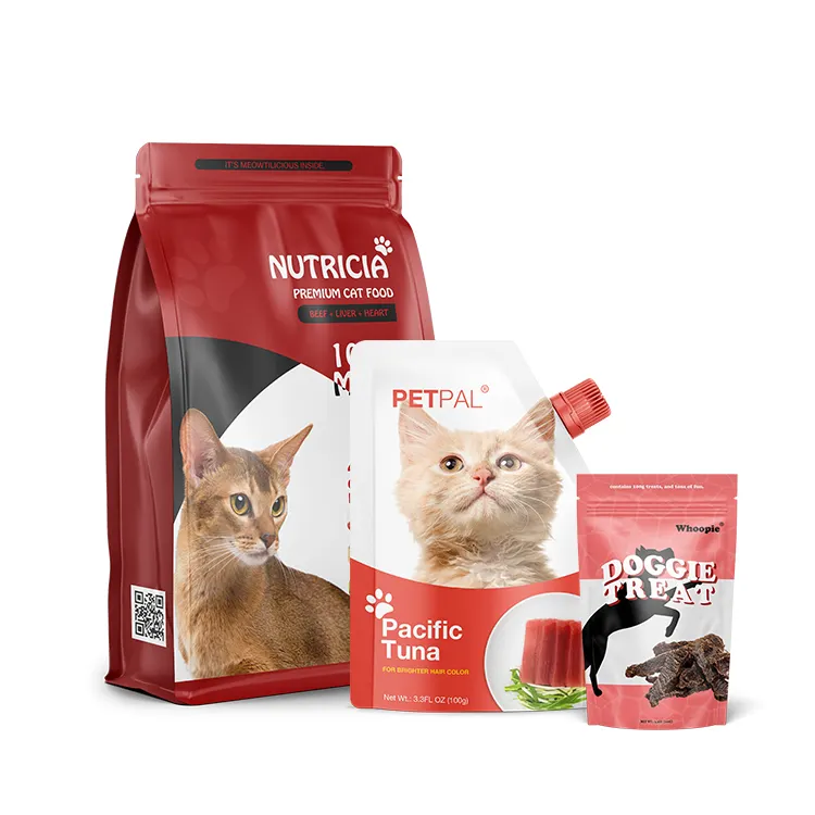 Bolsas de plástico para embalaje de alimentos, impresión personalizada de gran tamaño, 2kg, 5kg, 10 15 20 kg, Ziplock, para gato, perro