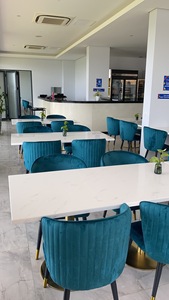 Juego de Muebles para Restaurante, Sillas de Comedor de Piedra Blanca para 4 Personas, Estilo Café Azul, para Hoteles y Restaurantes en Filipinas - Product Image 6