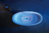Baignoire balnéo autoportante moderne MJ7012 en acrylique avec jets de massage à LED, écologique, avec drain inclus, garantie 5 ans pour hôtels