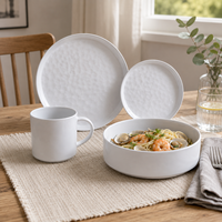 Service de vaisselle en porcelaine blanche gaufrée écologique pour mariage et réceptions, résistant au lave-vaisselle et à la chaleur, pour tables à manger modernes