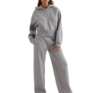 Conjunto Deportivo de Invierno para Mujer, Talla Grande, Color Sólido, con Capucha, Diseño Corto, Resistente al Viento y Transpirable - Product Image 1