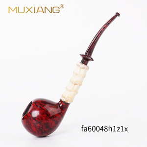 Muxiang Bent Briar Wood Tobacco Pipe Apple Shape Handmade Smoking Accessory - Product Image 2