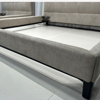 Lit double moderne minimaliste italien OEM, en tissu velours chenille avec sommier à lattes en bois pour chambre principale