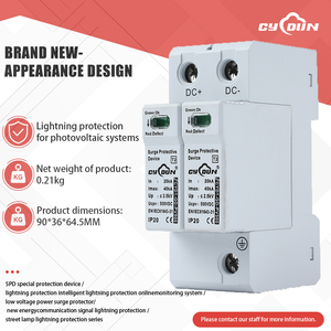ลดราคาพิเศษ 2P T2 500V DC SPD 40kA ได้รับการรับรองมาตรฐาน CE <span class=keywords><strong>IEC</strong></span> CYD1 GD PV500 C18 สำหรับกล่องรวมสายไฟโซลาร์เซลล์ - Product Image 2