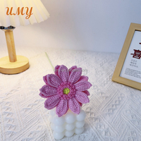 Real Touch Crochet Gerbera Chrysanthème Fleur Fleurs Réalistes Bouquet De Mariage De Mariée pour La Maison Décorations De Fête De Mariage