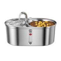 Distributeur d'eau ovale en acier inoxydable pour chats et chiens, alimentation intelligente, conception détachable, capacité de 3 L, adaptateur de charge