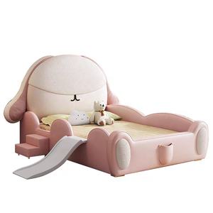Cama para Niños Estilo Princesa en Rosa con Diseño Inspirado en Conejito Tapicería Suave y Cojines a Juego Perfecta para el Espacio de Sueño de Niñas Dulces - Product Image 4