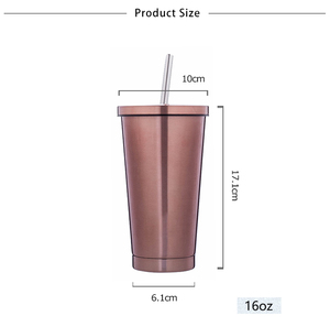 Premium 500ml Vacuum Insulated Stainless Steel Tumbler Double Wall Coffee Mug <b>with</b> <b>Straw</b> Lid for Hot and Cold Drinks - Product Image 6