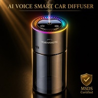 Diffuseur d'arômes intelligent pour voiture YUEHANGTC AI Voice, 180 ml, 3 modes de diffusion, rechargeable par USB, anneau LED RVB, automatique