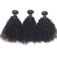 Tissage en lot brésilien naturel Afro crépu bouclé noir mongol 100% cheveux humains extension et closure set pour femmes noires