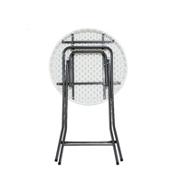 Mesa redonda Moon de 60x74cm de altura, mesa de HDPE, materiales antienvejecimiento, tubo de acero de alta calidad, mesa y sillas para exteriores