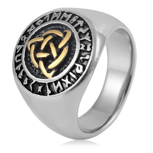 Yunnique – bague celtique en acier inoxydable pour hommes, design de nœud irlandais, forme de fleur, bijoux cadeaux - Product Image 4