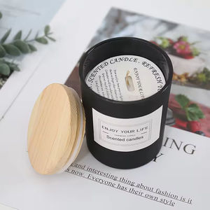 เทียนหอมกลิ่นธรรมชาติจากถั่วเหลืองในขวดแก้วสีดำพร้อมฝาไม้แบบขายส่ง, เทียนหอมในขวดแก้วสีขาวขนาดใหญ่จากขี้ผึ้งถั่วเหลืองสำหรับสปาและบ้าน - Product Image 2