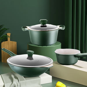 ชุดเครื่องครัว3ชิ้น,หม้อซุปกระทะทอดแบบไม่ติดกระทะหิน Maifan อลูมิเนียมอัลลอยด์แบบไม่ติดกระทะ - Product Image 2