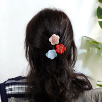 CANYUAN gaya Korea sederhana warna Solid 3.5cm bunga asetat rambut cakar Mini lucu penjepit cakar berlian imitasi kecil aksesoris rambut