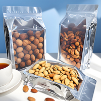 Sachet à fermeture éclair en feuille métallique, à fond plat, résistant à l'humidité, pour l'emballage de snacks et de noix, vente en gros