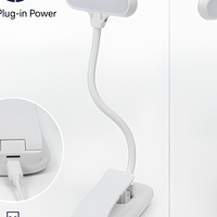 Lámpara de Lectura LED con Doble Alimentación, Enchufe USB, Batería AAA, Luz Cálida para Leer en la Habitación, Viajes
