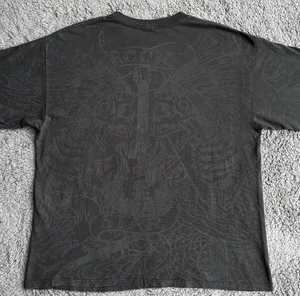 Camiseta MZN para Hombre, Estilo Rock <span class=keywords><strong>N</strong></span> Roll, con Estampado de Calavera y Rosas, Vintage, Lavada, de Algodó<span class=keywords><strong>n</strong></span> Grueso, 220g, Ecológica - Product Image 2