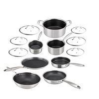 Ensemble d'ustensiles de cuisine en acier inoxydable 304 de haute qualité, antiadhésif, triple couche hybride, en acier inoxydable 18/10, avec revêtement alvéolé