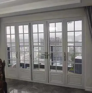 Wholesale Modern French Chinese Style 4m Heavy Duty Bifold Door Windproof Exterior Aluminium Glass Door For Villa