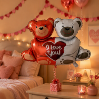 Ballon en Mylar BLN Saint-Valentin « Je t'aime » en forme de cœur, motif ours couple dessin animé s'embrassant, pour demande en mariage romantique, cadeau d'anniversaire, décoration