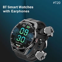 Nuevas llegadas T20 2 en 1 para auriculares inalámbricos música impermeable moda alta calidad Fitness Tracker Monitor de ritmo cardíaco Android R