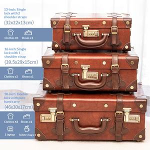 Maleta de Viaje Retro de Cuero de 16 Pulgadas con Ruedas, Maletín de Negocios Pequeño Unisex con Cierre de Cremallera, Caja de Almacenamiento de Equipaje, Color Marrón Caramelo, 18 Pulgadas - Product Image 2