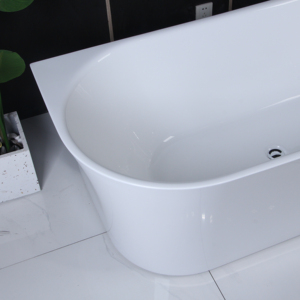 <span class=keywords><strong>Baignoire</strong></span> autoportante acrylique trempage ovale pantoufle avec tuyau de vidange chromé CUPC certifié dos au <span class=keywords><strong>mur</strong></span> - Product Image 3