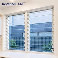 Fenêtres à persiennes en verre trempé extérieur Rogenilan, style français, volets en aluminium à double vitrage manuels