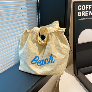 Custom Logo Nylon <b>Tote</b> <b>Bag</b> Polyester Grocery Shopping <b>Bag</b> Fashionable Letter Daily Storage <b>Travel</b> Use Available Multi-Colors - Product Image 1