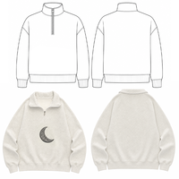Sweat à capuche demi-zip en coton épais pour homme, avec broderie 3D personnalisée, écologique, style streetwear, coupe ample et carrée
