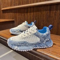 Chaussures de course décontractées pour hommes, respirantes, en maille, motif camouflage en denim, légères, antidérapantes, pour l'été