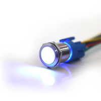 Bouton-poussoir LED momentané court de 16 mm avec anneau lumineux rouge/vert/bleu RGB