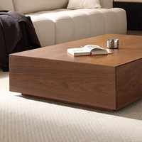 Nouvelle table basse en bois massif style moderne 2026, design minimaliste du milieu du siècle, avec rangement pour salon, couleur noyer