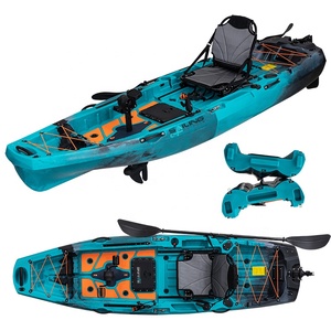 Vente directe Kayak à pédales 1 personne Pêche sportive Bateau en plastique pour lacs et rivières 2 pièces Canoë modulaire - Product Image 1