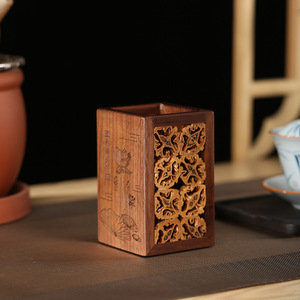 Handmade Walnut Solid Wood Tea Accessory Box Square Traditional Chinese Style Multifunctional Storage For Tea Ceremony Tools - Product Image 5