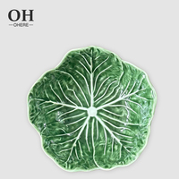 Service de table en céramique Ohere Luxury Green Cabbage Bowl avec motif en relief pour la décoration de fête de mariage, bol en forme de fleur