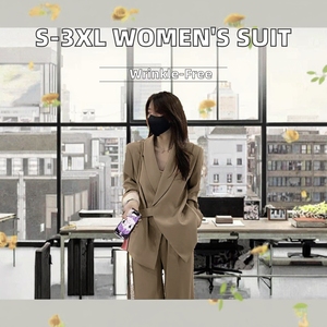 Completo completo completo a vita alta <span class=keywords><strong>S</strong></span>-3XL con giacca tinta unita per pantaloni lunghi primavera e autunno - Product Image 2