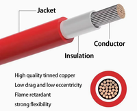 Câble électrique pour camping-car, câble en cuivre rouge et noir, monoconducteur Cu 10 mm, câble CC pour onduleurs solaires et batteries