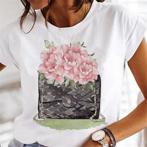 T-shirt blanc femme coupe du vin T-shirt imprimé Harajuku haut décontracté motif graphique grande taille filles à manches courtes vêtements T-Shirt - Product Image 4
