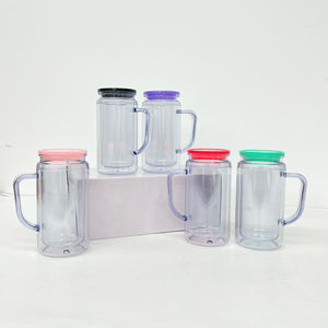 Tazze da Viaggio Riutilizzabili in Acrilico Trasparente da 12oz e 16oz con Manico e Tappo in Silicone, Stile Globo di Neve - Product Image 2