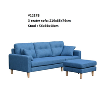 Modernes Ecksofa-Set mit Ottoman, 3-Sitzer, Holzrahmen, Stoffbezug, Modulares Design, Konvertierbar, Langlebig