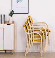 Chaises d'accoudoir de ferme modernes luxueuses chaises de salle à manger empilables en bois de tissu de Style nordique pour la vie de chambre à coucher de meubles de maison