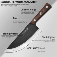 Ensemble de 5 couteaux de boucher forgés à la main Little Cook, manche en bois antidérapant et lame tranchante, pour hacher, couper et cuisiner