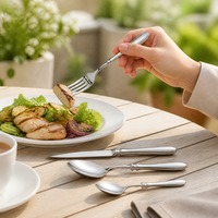 Ensemble de couverts de luxe robustes en acier inoxydable 304, cuillères, fourchettes et couteaux argentés pour hôtels et restaurants
