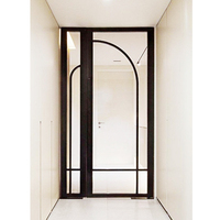 Villas Intérieur Cloison Portes Pivotantes en Verre Design, Portes d'Entrée Pivotantes en Verre Trempé Double Couche avec Fenêtres Latérales Fixes