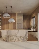 Comptoir de bar personnalisé en fibre de verre de style luxueux, effet pierre naturelle, réception pour hôtels, auberges et boutiques