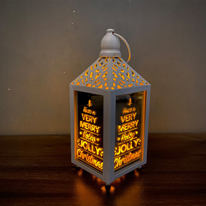 Farol de Navidad de Metal de 15 cm, Decoración Navideña, Farol LED Luminoso para Árbol, con Patrón de Muñeco de Nieve y Papá Noel, Regalo de Navidad - Product Image 4